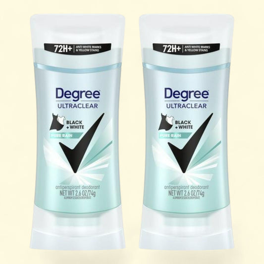 Degree Women UltraClear Pure Rain Antiperspirant Deodorant Stick, 2.6 oz Twin Pack
