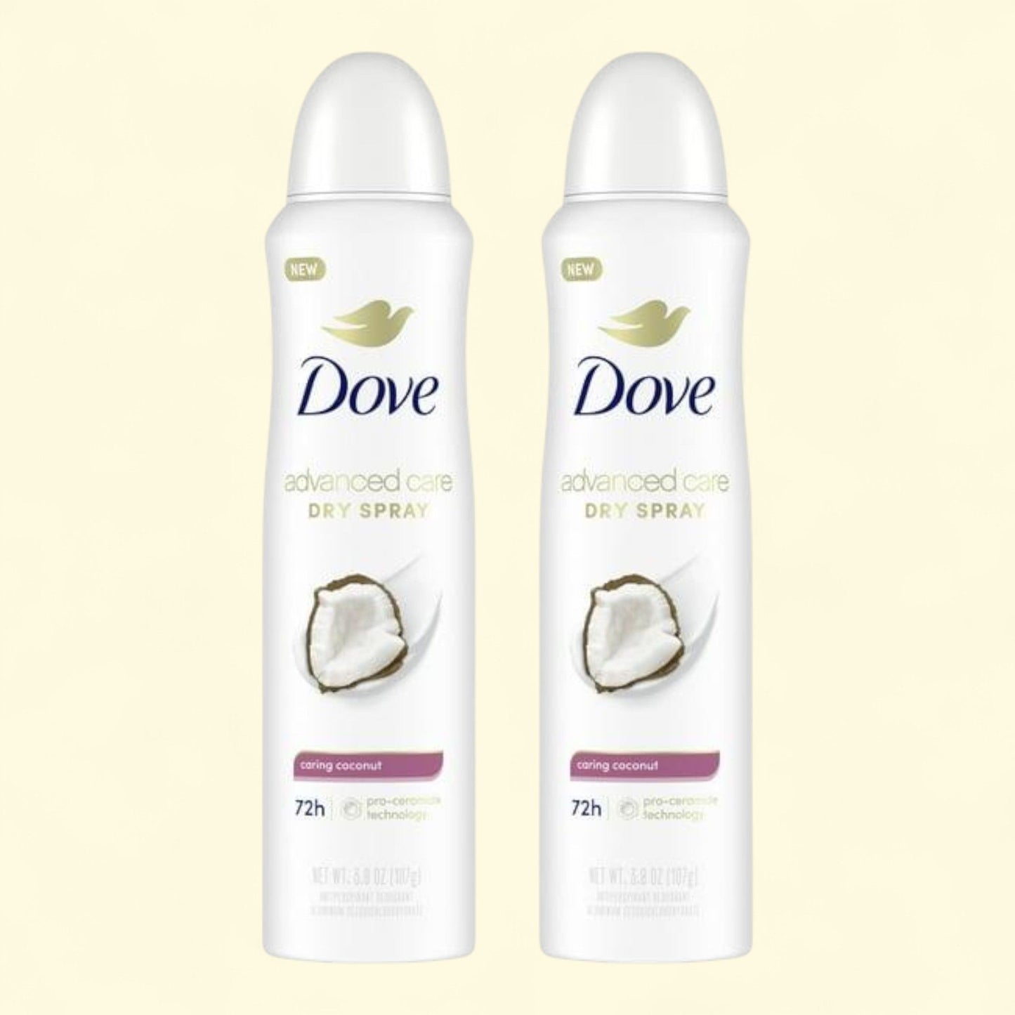 Dove Advanced Care Women's Antiperspirant Deodorant Dry Spray Twin Pack, Caring Coconut, 3.8 oz