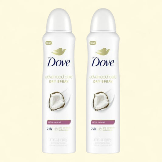 Dove Advanced Care Women's Antiperspirant Deodorant Dry Spray Twin Pack, Caring Coconut, 3.8 oz