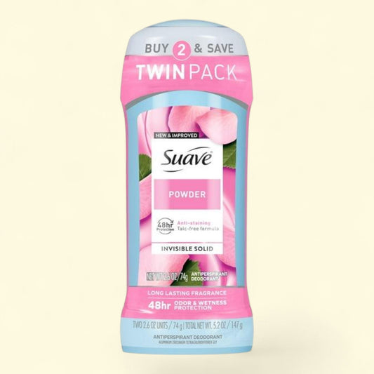 Suave Antiperspirant Deodorant For Women, Powder, 2.6 oz, Twin Pack