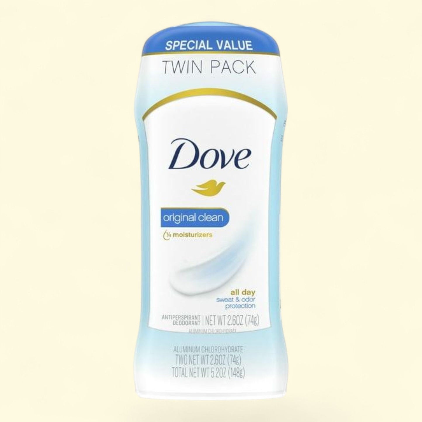 Dove Original Clean Antiperspirant Deodorant, 2.6 oz, Twin Pack
