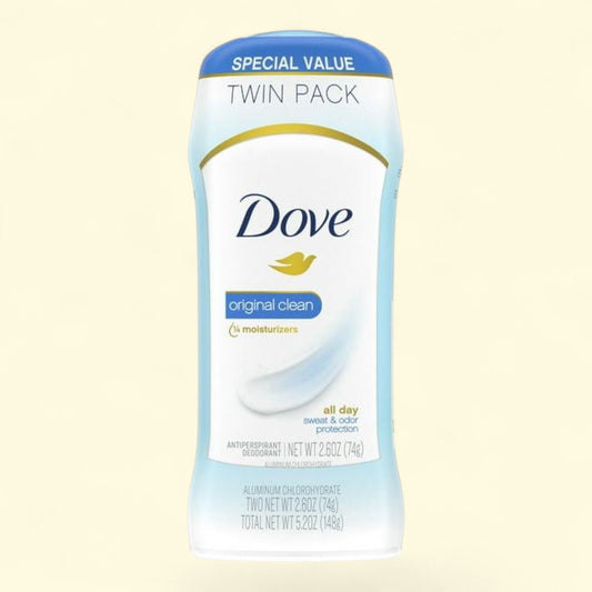 Dove Original Clean Antiperspirant Deodorant, 2.6 oz, Twin Pack