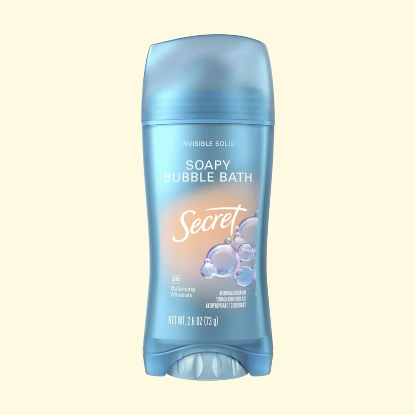 Secret Fresh Invisible Solid Antiperspirant & Deodorant for Women, Bubble Bath, 2.6oz