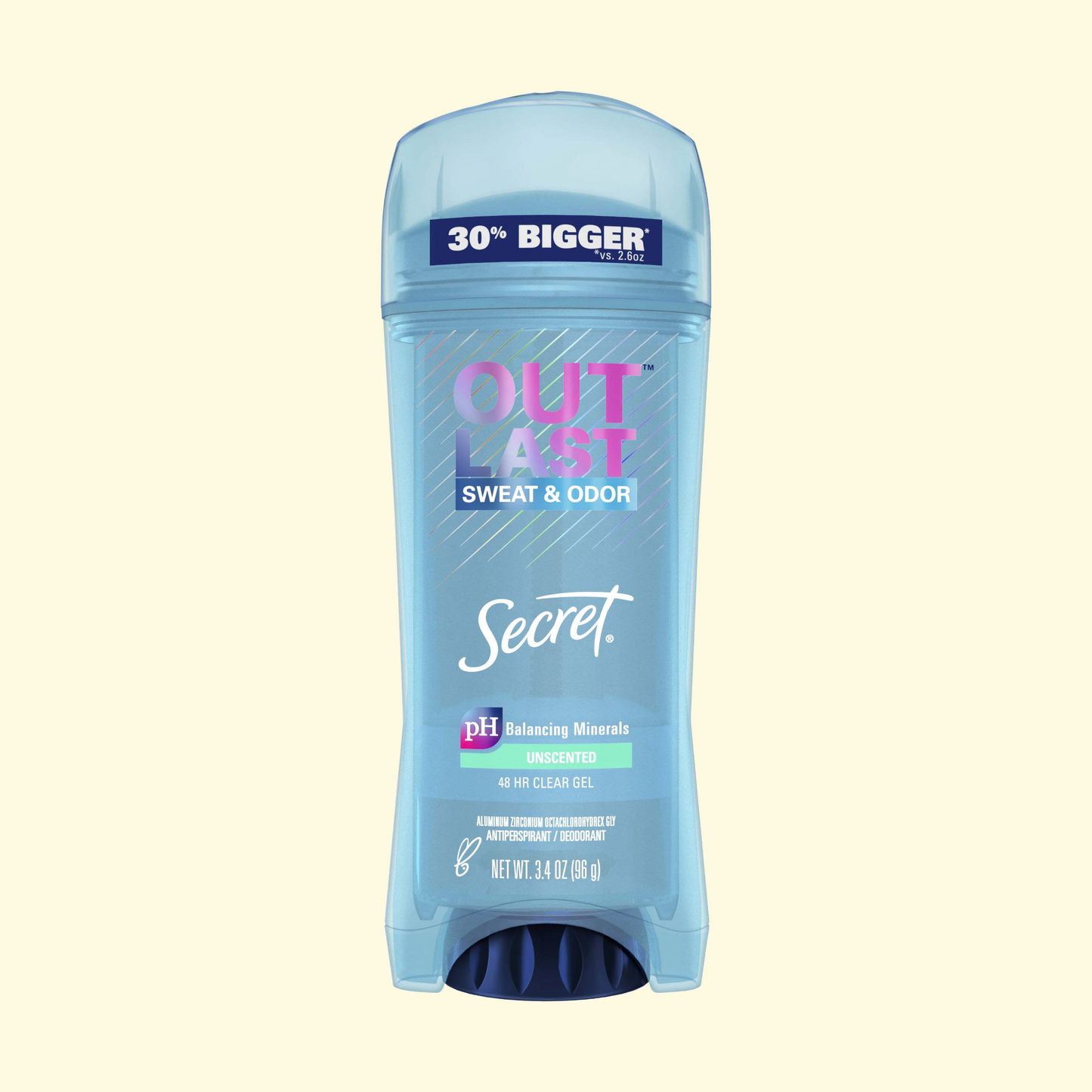 Secret Outlast Clear Gel Antiperspirant Deodorant, Unscented, 3.4 oz