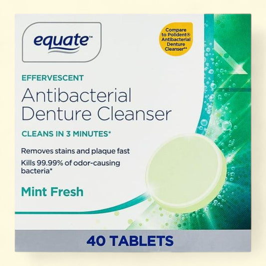 Equate Denture Cleanser Tablets, Mint Fresh, 40 Count