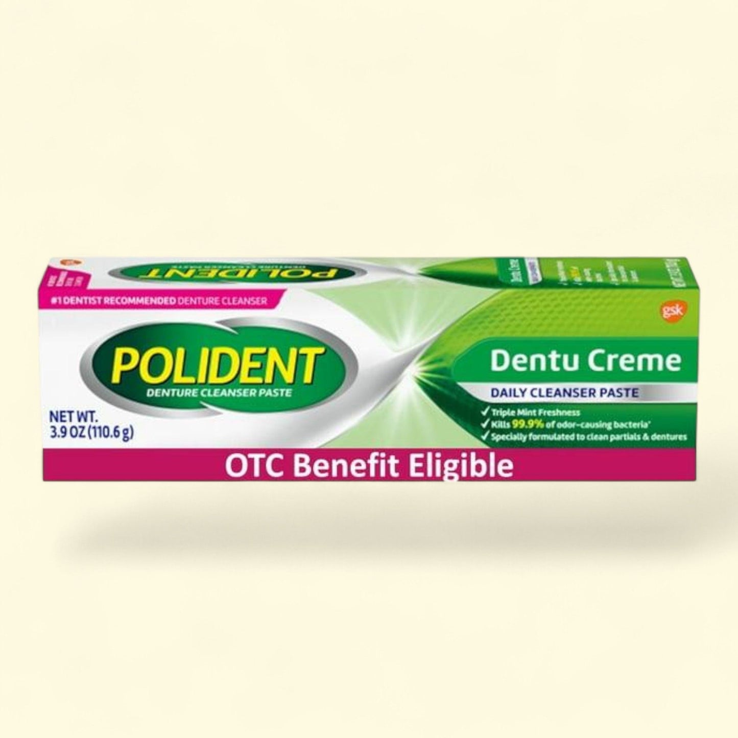 Polident Adhesive Paste for Denture Cream and Partials Cleaning, 3.9 oz