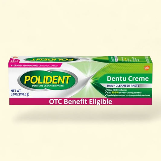 Polident Adhesive Paste for Denture Cream and Partials Cleaning, 3.9 oz
