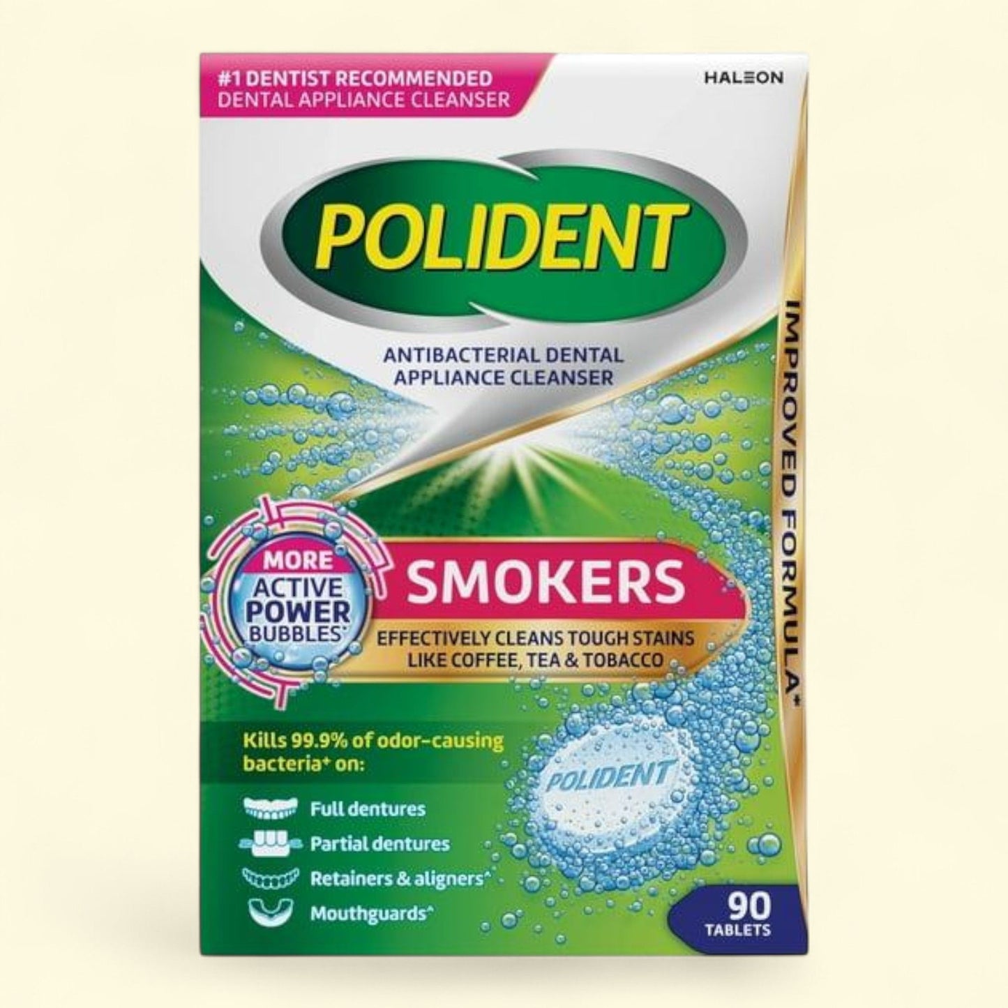 Polident Smokers Dental Appliance Cleanser Tablets, 90 ct
