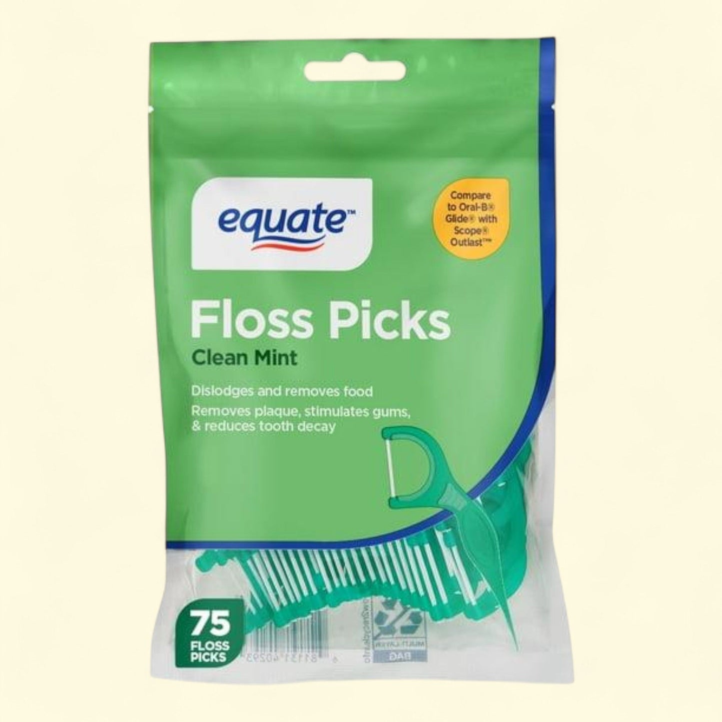 Equate Floss Picks, Clean Mint Flavor (75 Count)