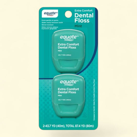 Equate Dental Floss, Mint Flavor, 43.7 yds (2 Count)