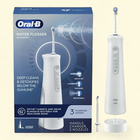 Oral-B Water Flosser Advanced, Portable, 2 Nozzles, White