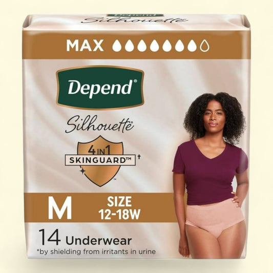Depend Silhouette Women's Incontinence & Postpartum Bladder Leak Underwear, M, 14 Count