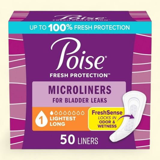 Poise Microliners, 1 Drop Lightest Absorbency, Long, 50 Count