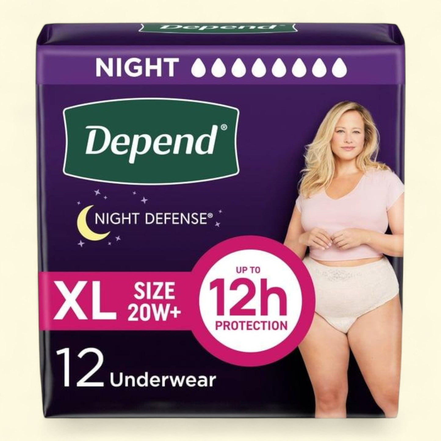 Depend Night Defense Incontinence Underwear, XL, 12 Count