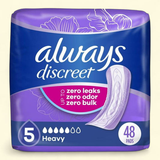 Always Discreet Incontinence Pads, Heavy Absorbency, 48 CT