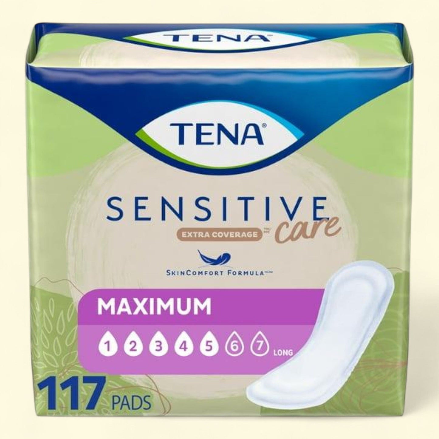 Tena Incontinence Pads, Sensitive Care Maximum Absorbency Long, 117 Count