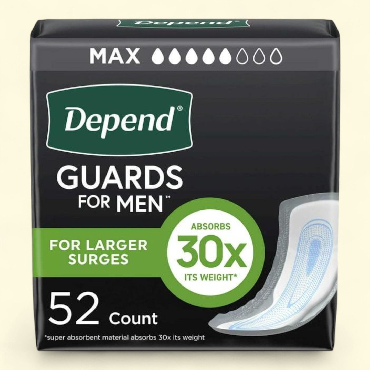 Depend Guards Incontinence Pads for Men, Maximum Absorbency, 52 Count