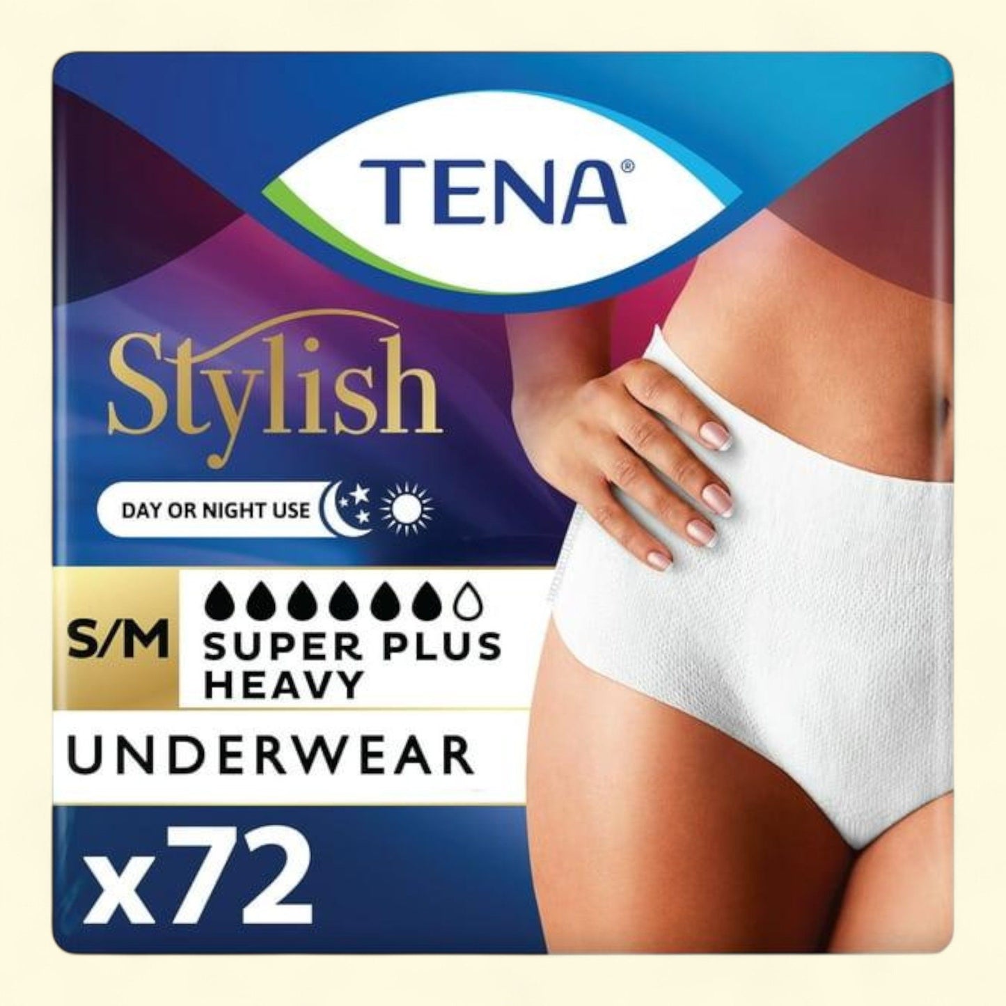 Tena Incontinence Underwear for Women, Super Plus, S/M, 72 Ct