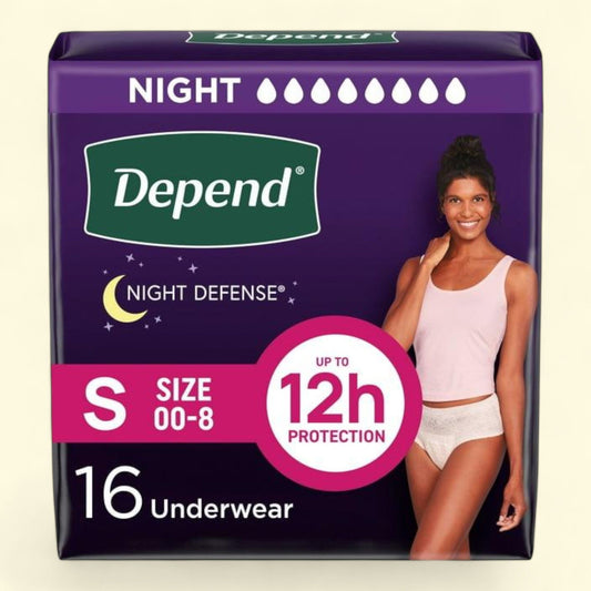 Depend Night Defense Incontinence Underwear, S, 16 Count