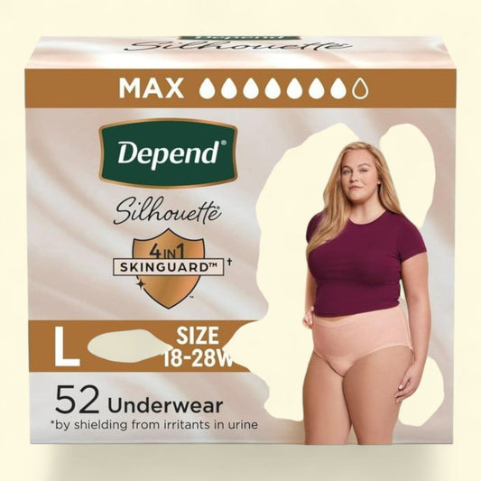 Depend Silhouette Women's Incontinence & Postpartum Bladder Leak Underwear, L, 52 Count