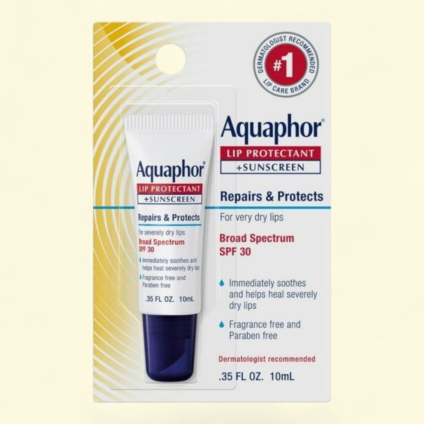 Aquaphor Lip Protectant + Sunscreen, Lip Balm with SPF 30, 0.35 oz