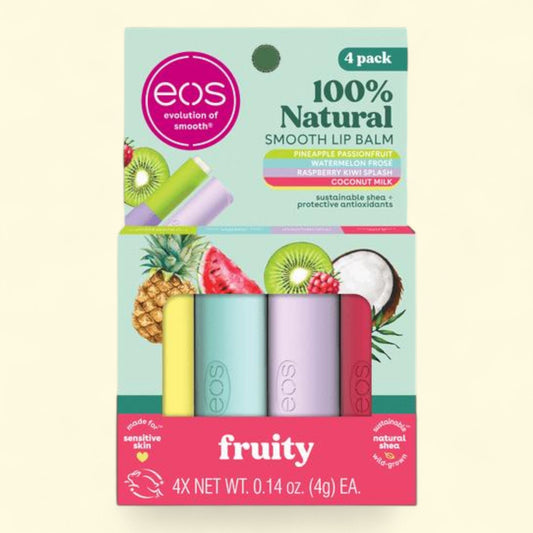 Eos Lip Balm Sticks, Fruity Variety Pack, 0.14 oz, 4 Pack