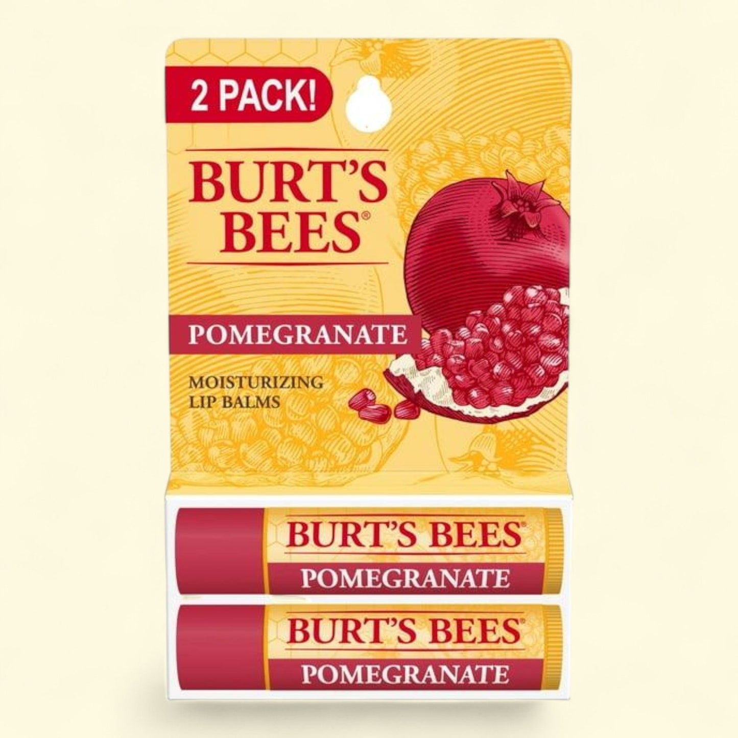 Burt's Bees Moisturizing Lip Balm, Pomegranate, 2 Tubes