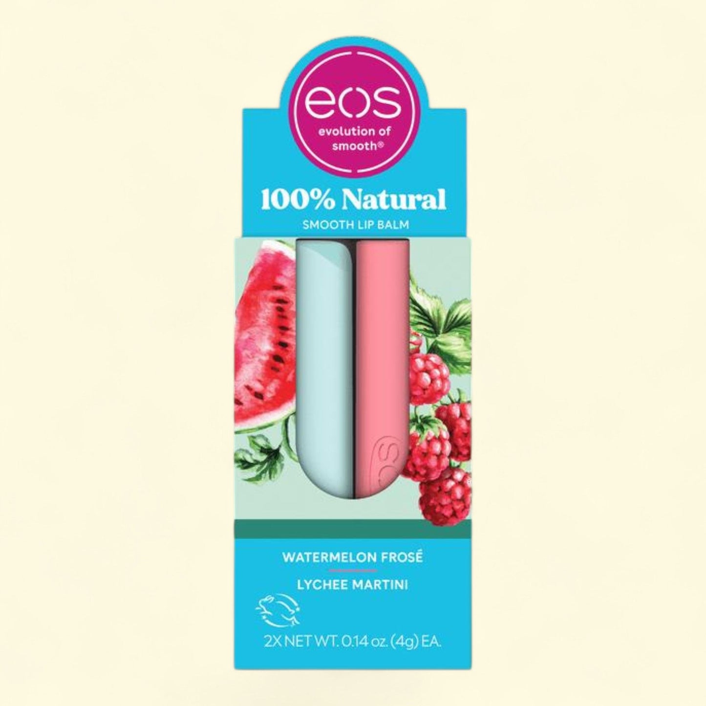 eos Lip Balm, Watermelon Frosé & Lychee Martini, 2-Pack, 0.14 oz