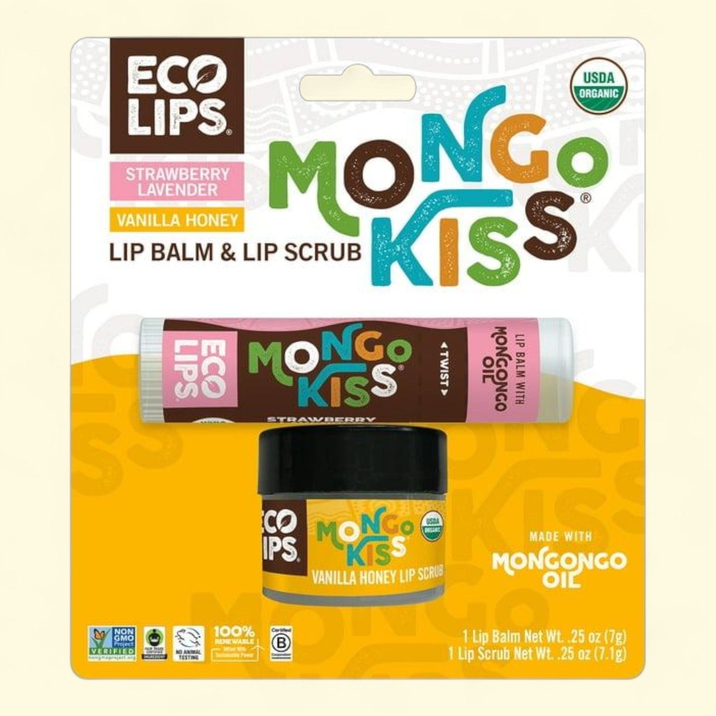 Eco Lips Mongo Kiss Lip Balm & Lip Scrub Combo, 2-piece