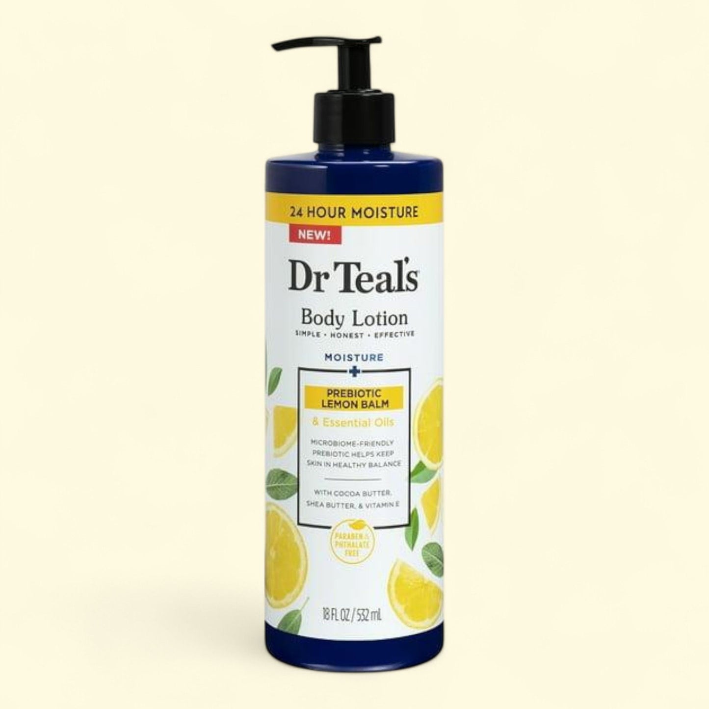 Dr Teal's Body Lotion with Prebiotic Lemon Balm, Sage, & Thyme Essential Oil Blend, 18 fl oz