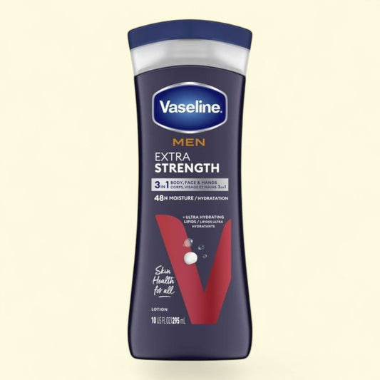 Vaseline Men Extra Strength Face and Body Lotion, 10 fl oz