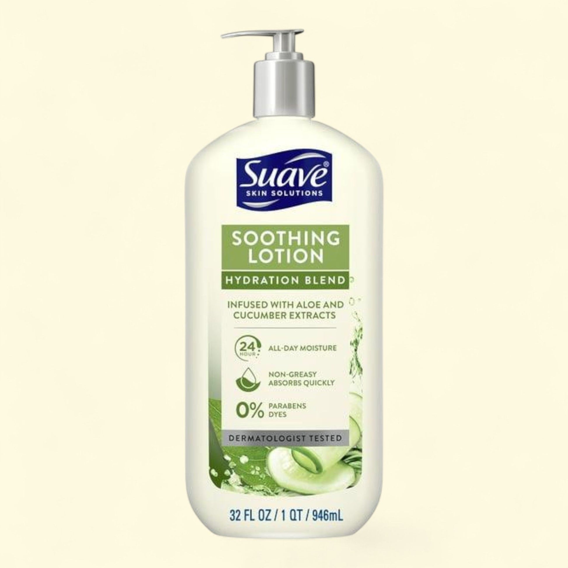 Suave Skin Solutions Soothing with Aloe Body Lotion, 32 oz — authentic US product shipped worldwide by Treatspree