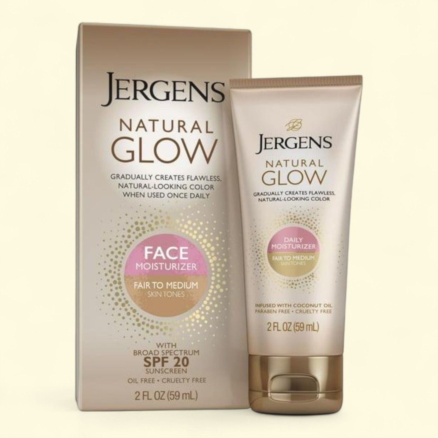 Jergens Natural Glow Face Moisturizer, Fair to Medium, SPF 20, 2 oz