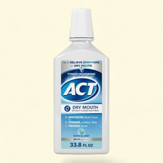 ACT Dry Mouth Anticavity Fluoride Mouthwash, Soothing Mint, 33.8 fl. oz.