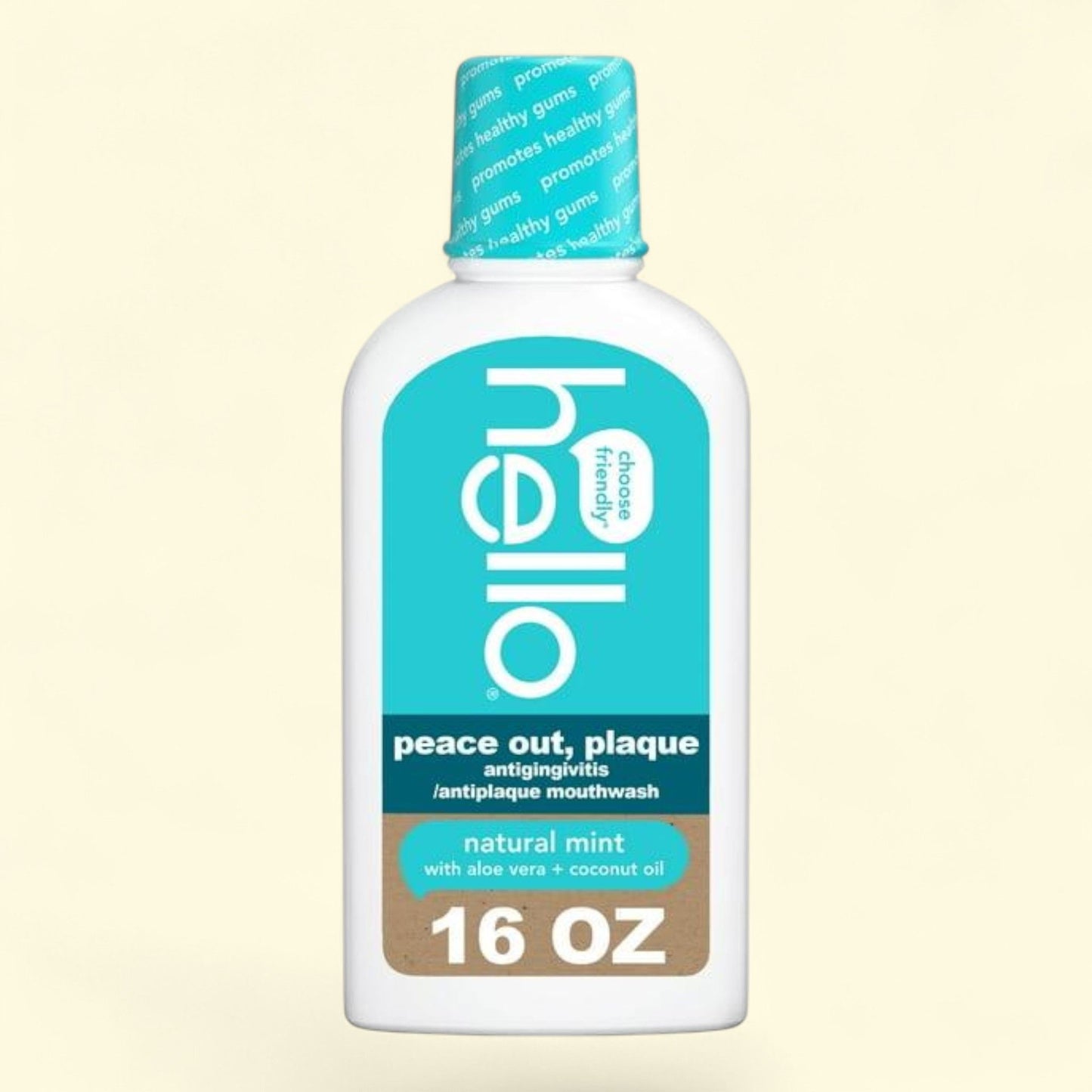 Hello Peace Out Plaque Mouthwash, Natural Mint, 16 Fl Oz