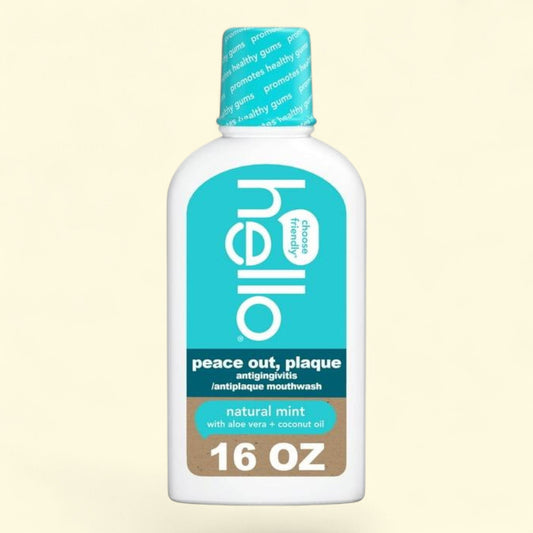Hello Peace Out Plaque Mouthwash, Natural Mint, 16 Fl Oz