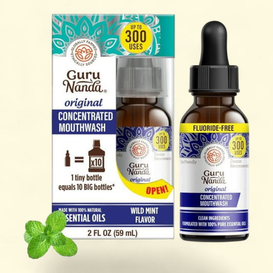 GuruNanda Mouthwash, Wild Mint Flavor, 2 fl. oz