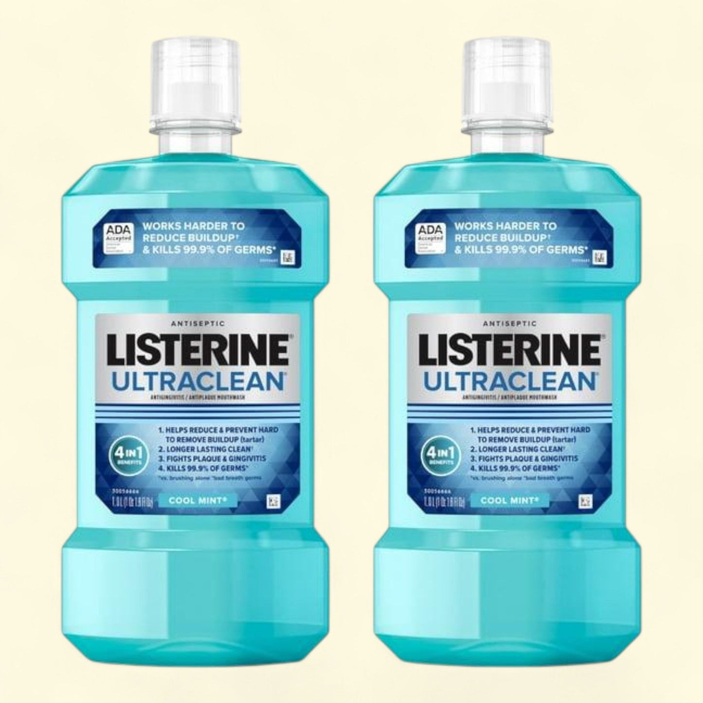 Listerine Ultraclean Antiseptic Mouthwash, Mint, 2 x 1 L