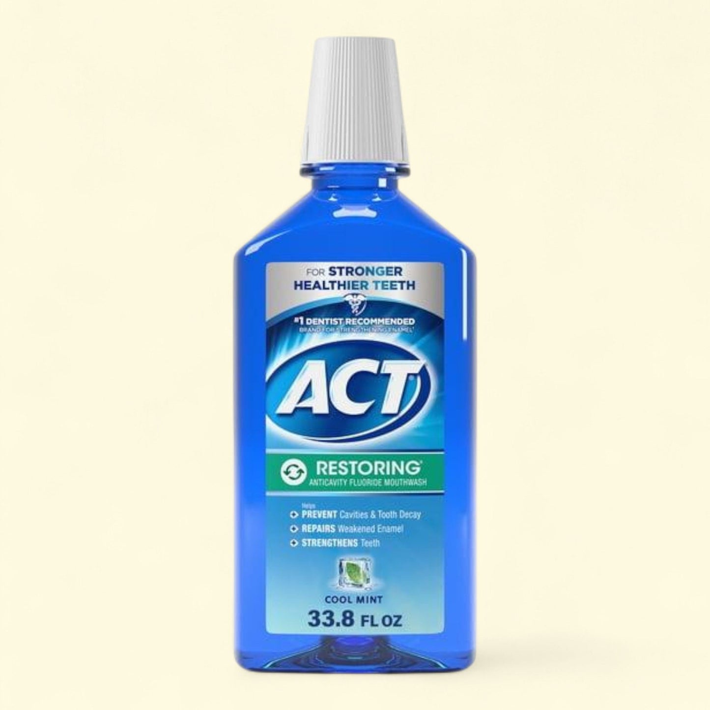 ACT Restoring Anticavity Fluoride Mouthwash, Cool Mint, 33.8 fl. oz.