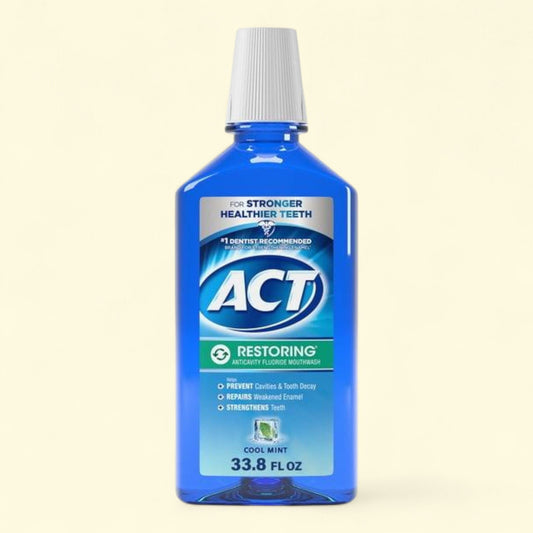 ACT Restoring Anticavity Fluoride Mouthwash, Cool Mint, 33.8 fl. oz.