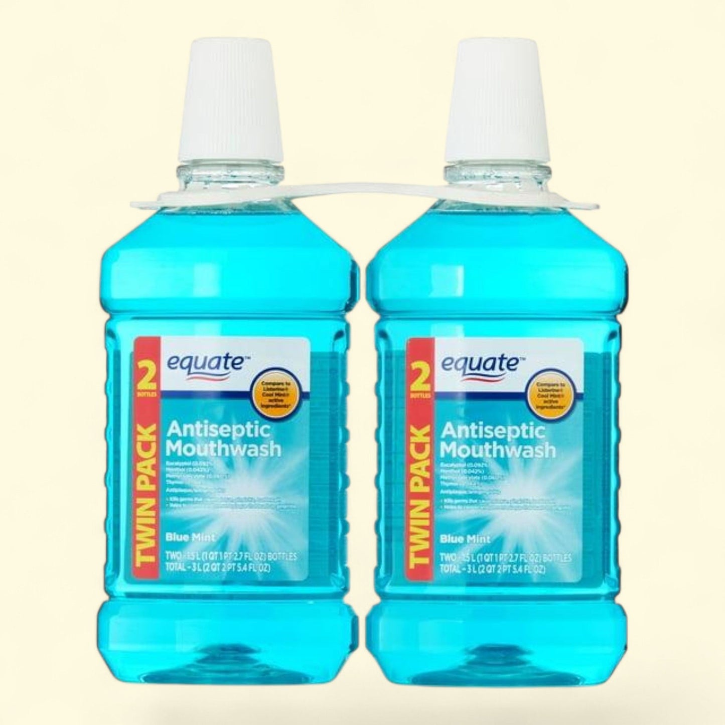 Equate Blue Mint Antiseptic Mouthwash, 1.5 L (2 Count)