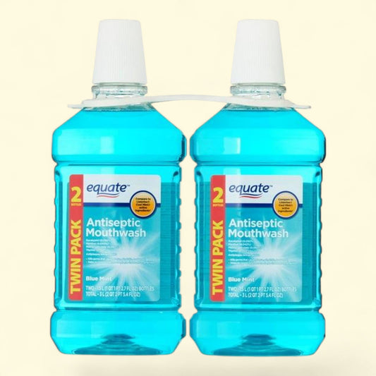 Equate Blue Mint Antiseptic Mouthwash, 1.5 L (2 Count)