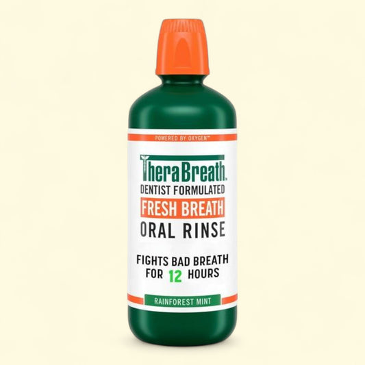 TheraBreath Fresh Breath Mouthwash, Rainforest Mint, 33.8 oz/1 L