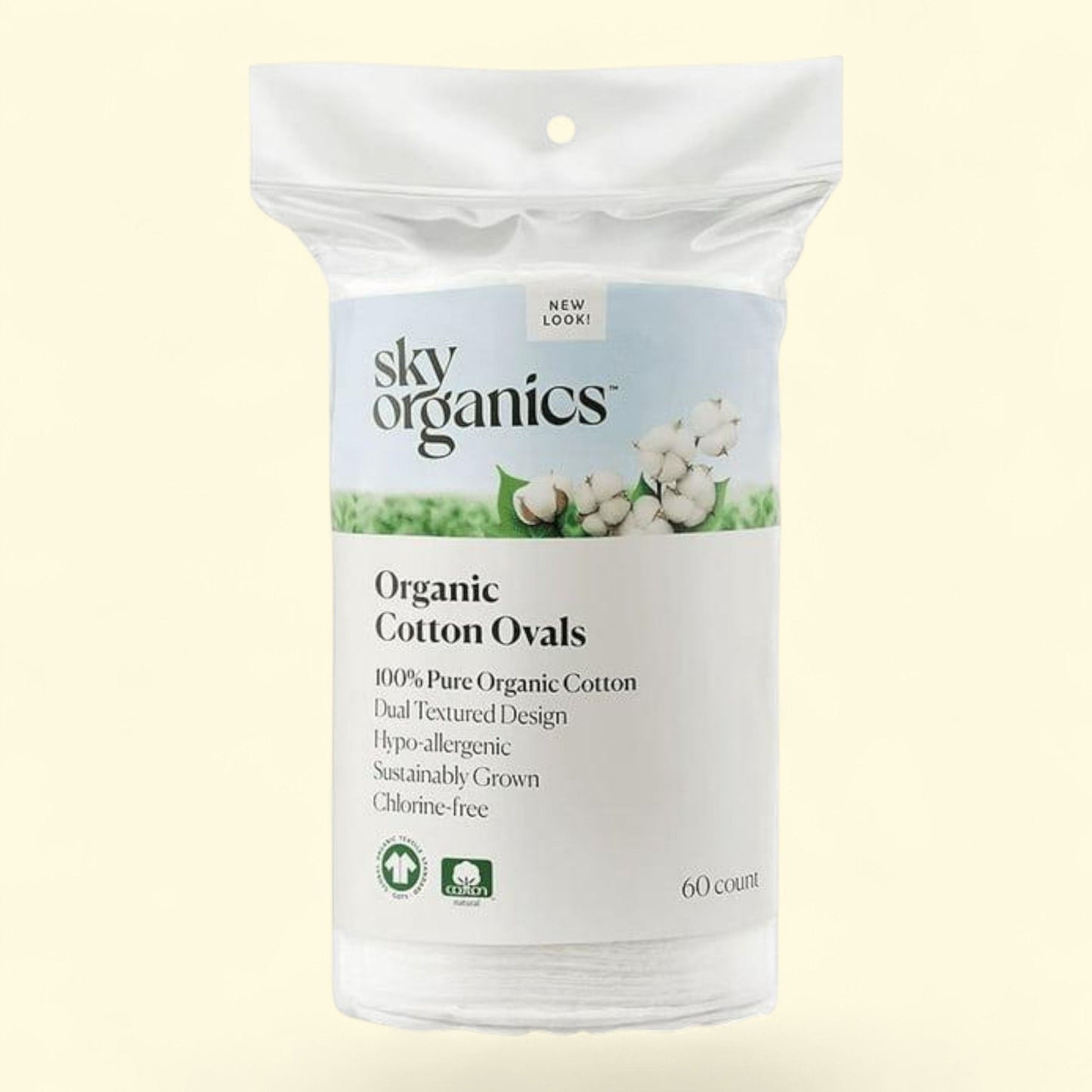 Sky Organics Organic Cotton Ovals, 60 Count