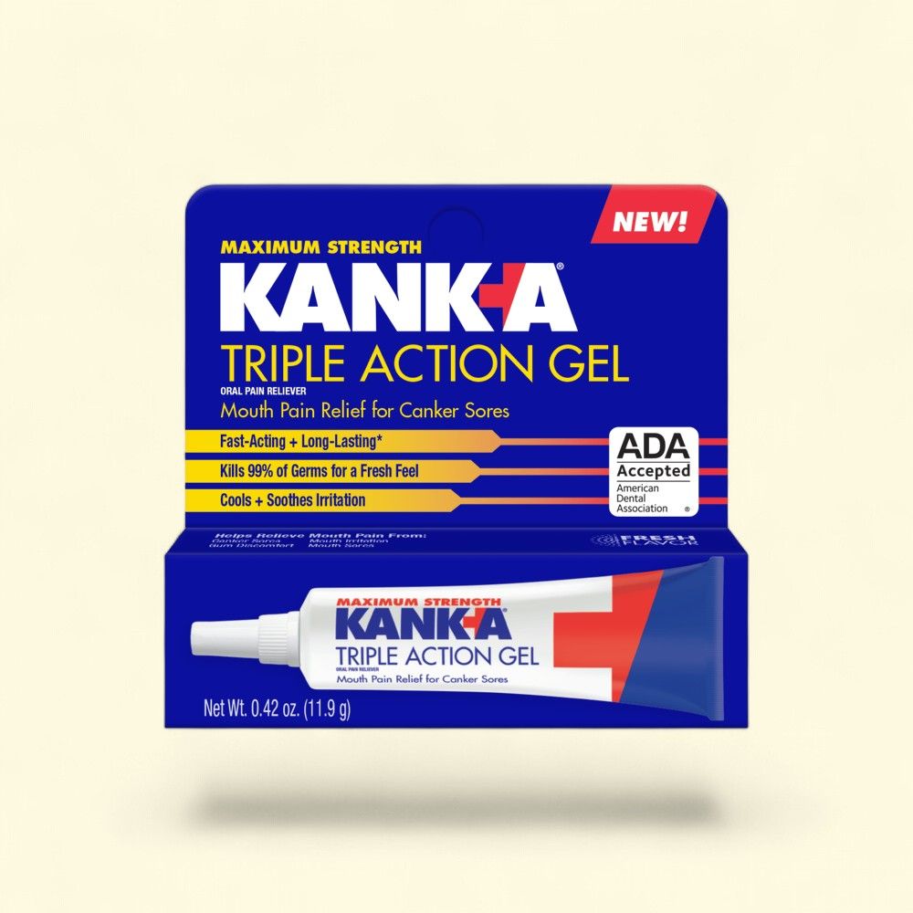 Kank-A Triple Action Maximum Strength Canker Sore Gel, Mint, 0.42 oz