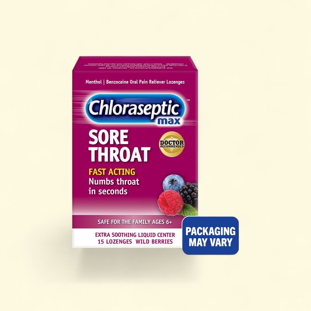 Chloraseptic Max Strength Sore Throat Lozenges, Wild Berries, 15 Count