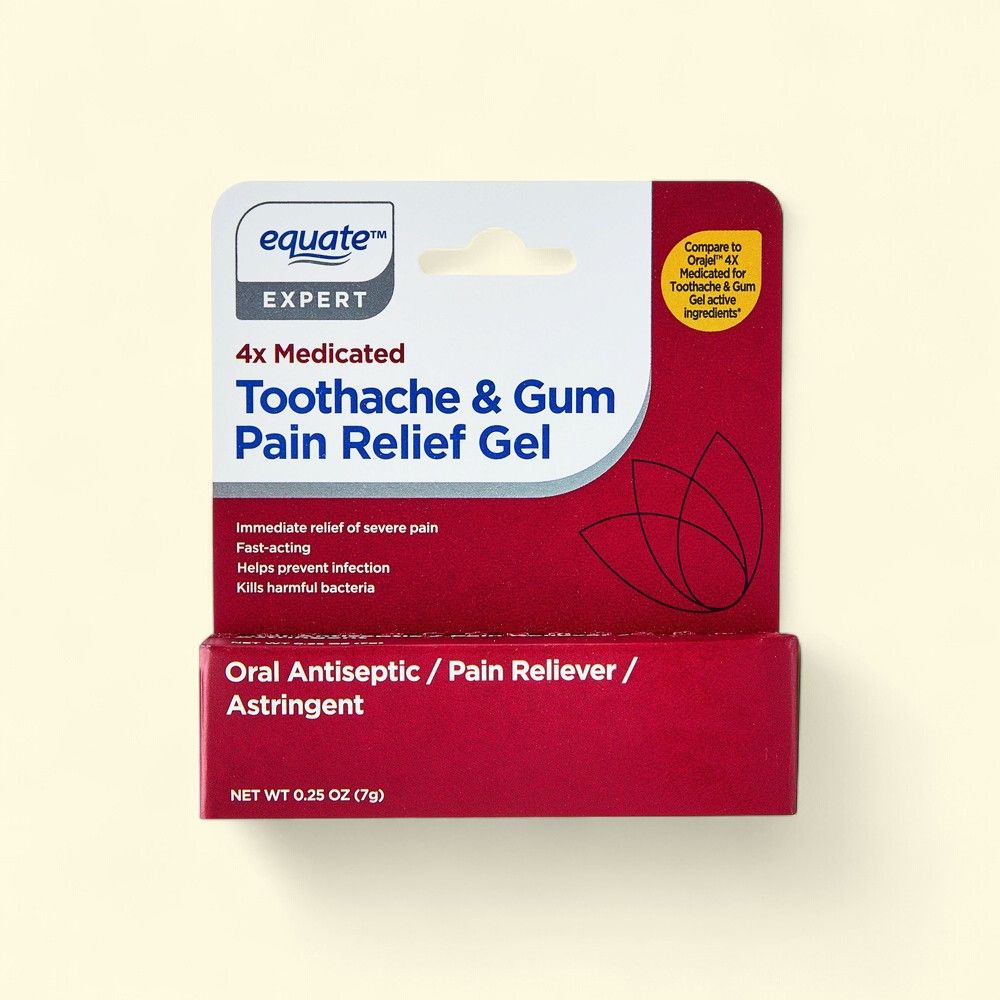 Equate 4X Medicated Toothache and Gum Pain Relief Gel, 0.25 oz