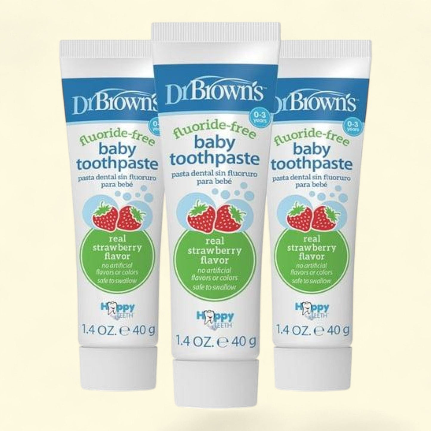 Dr. Brown's Baby Toothpaste, Strawberry, 1.4oz, 3-Pack — authentic US product shipped worldwide by Treatspree