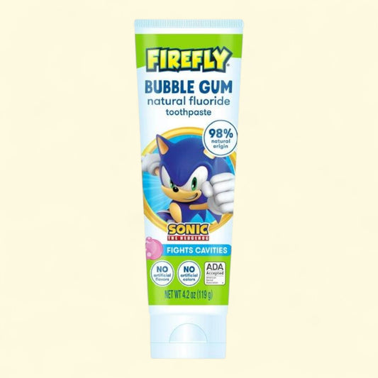 Firefly Sonic The Hedgehog Kids Anticavity Natural Fluoride Toothpaste, Bubble Gum, 4.2 oz.