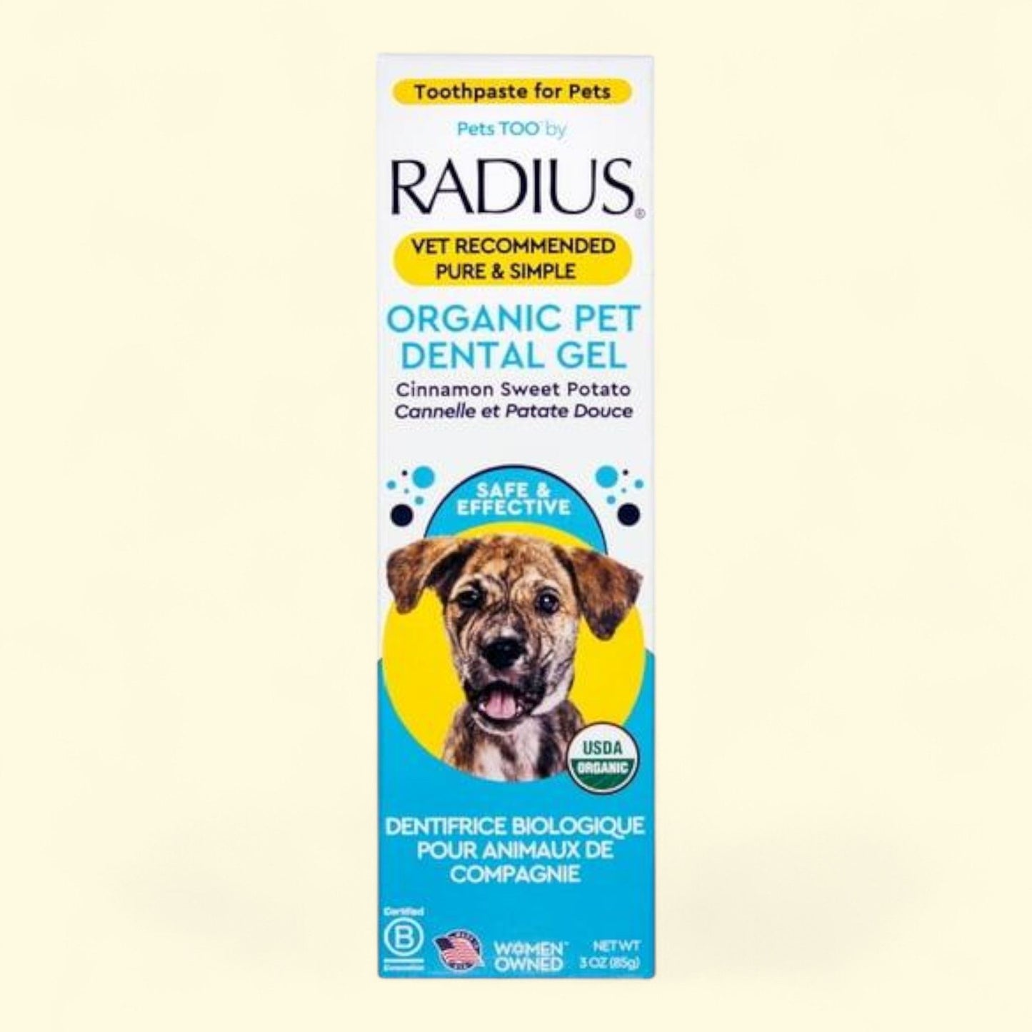 RADIUS Canine Dog Toothpaste, Sweet Potato Cinnamon Flavor, 3.0 oz Tube